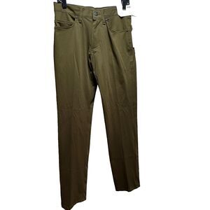 Stylus Mens Pants 5 Pocket Slim Fit Flat Front Military Olive Green Size 30x30